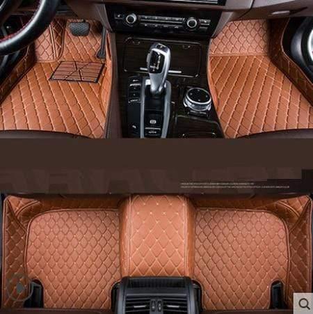 Planet Gates Brown Leather car floor mats for Toyota Rav4 2009-2014 2015 2016 2017 2018 Custom auto foot Pads automobile carpet cover