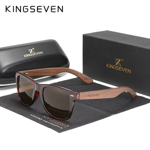 Planet Gates Brown Leather case / China / Original Polarized KINGSEVEN New Black Walnut Sunglasses Wood Polarized Sunglasses Men's Glasses Handmade UV400 Protection Eyewear Retro Wooden Box