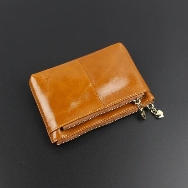 Planet Gates Brown Leather Wallets Coin With Zipper Solid Women Wallet Genuine Cow Leather Small Luxury Brand Female Purse Fashion