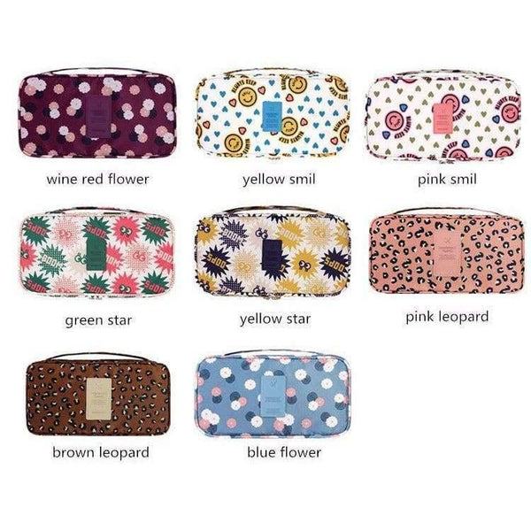 Planet Gates brown leopard Travel Stroage Bag Lady Make up cosmetic Toiletries Clothes Bra organization Weekend Overnight Underwear Accessories