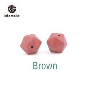 Planet Gates Brown Let's Make 10pc 14mm Silicone Beads Hexagon Bpa Free Silicone Teether Diy Teething Toy Baby Chewable Accessories Baby Teether