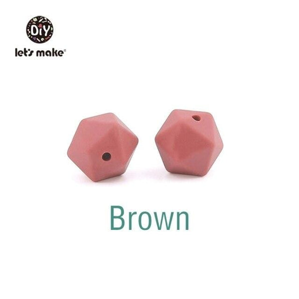 Planet Gates Brown Let's Make 10pc 14mm Silicone Beads Hexagon Bpa Free Silicone Teether Diy Teething Toy Baby Chewable Accessories Baby Teether