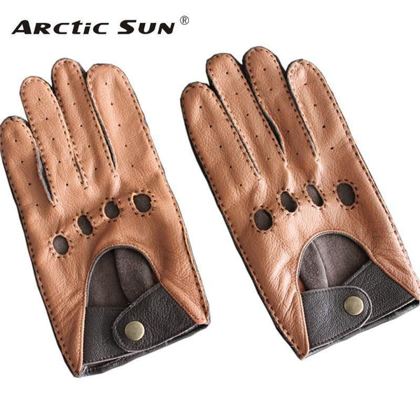 Planet Gates brown / M Leather Gloves Male Breathable Fashion Classic Goatskin Unlined Thin Spring Summer Driving Mittens