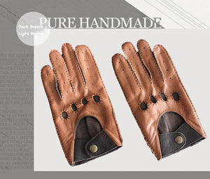 Planet Gates brown / M Leather Gloves Male Breathable Fashion Classic Goatskin Unlined Thin Spring Summer Driving Mittens