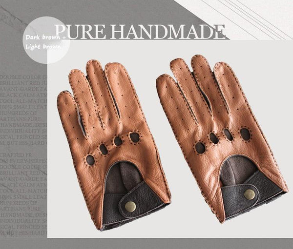 Planet Gates brown / M Leather Gloves Male Breathable Fashion Classic Goatskin Unlined Thin Spring Summer Driving Mittens