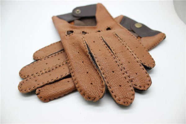 Planet Gates brown / M Leather Gloves Male Breathable Fashion Classic Goatskin Unlined Thin Spring Summer Driving Mittens