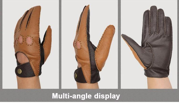 Planet Gates brown / M Leather Gloves Male Breathable Fashion Classic Goatskin Unlined Thin Spring Summer Driving Mittens