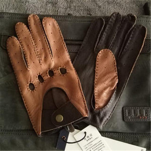 Planet Gates brown / M Leather Gloves Male Breathable Fashion Classic Goatskin Unlined Thin Spring Summer Driving Mittens