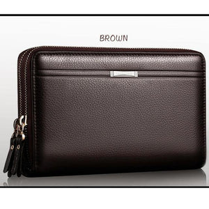 Planet Gates Brown Men wallets with coin pocket long zipper coin purse for men clutch business Male Wallet Double zipper Vintage Large Wallet Purse