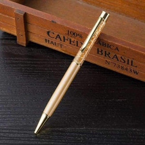Planet Gates Brown Metal Copper Ballpoint Pen Luxury Brass Gold Foil Drill Ball Pen Sliver Penalty Office School Pencil Writing Supplies 1.0mm