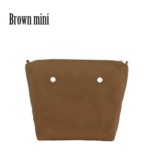 Planet Gates brown mini PU Nubuck Frosted Leather Waterproof Inner Lining Zipper Pocket for Obag Classic Mini  Lining Insert for O BAG