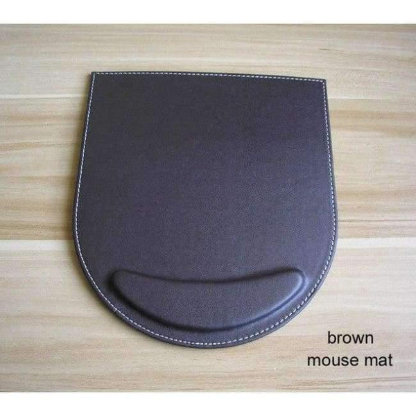 Planet Gates brown mouse mat PU leather wood multifonctional desk stationery organizer pen holder memo holder note case cute office desktop accessories K250