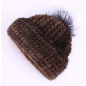 Planet Gates brown / One Size Mink Real Fur Beanies Winter Hats for Women Warm Designer Cap with Pompom Fox Fur Ladies Brand New Russian Women Girls Caps 2018