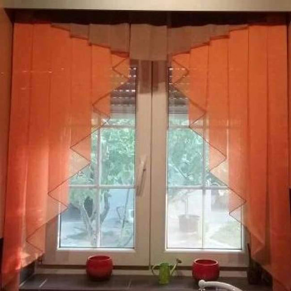 Planet Gates Brown Orange / W100 X L100CM 11 colors Fashion Pleated Roman Curtain Design Stitching Colors Tulle Balcony Kitchen Window Curtain Blind 1pc