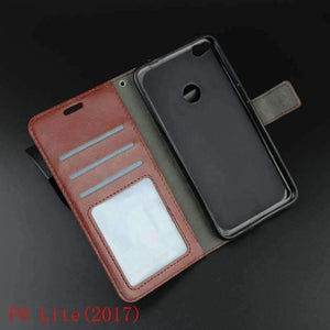 Planet Gates brown / PU Leather Case Wallet Leather Card Slots Case Luxury Flip Mobile Phone Case Cover For Huawei P8 Lite 2017 KS0068