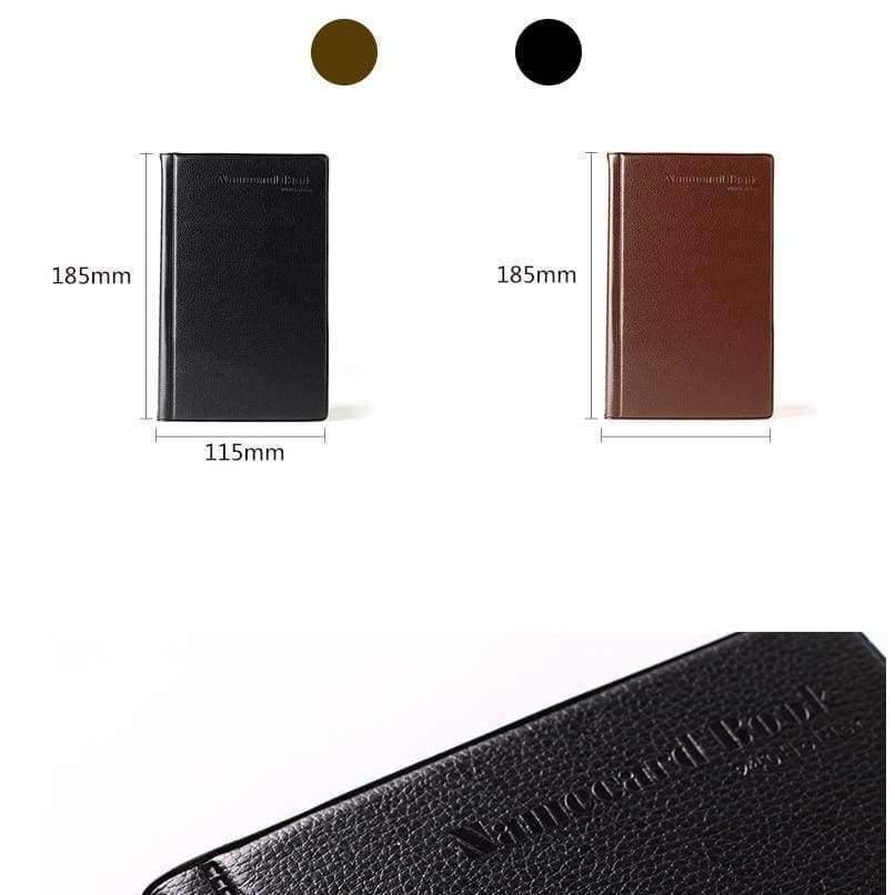 Planet Gates Brown PVC Leather Business Card Holder Journal Name Card Book Office Supplies Brown Black 180 Pieces