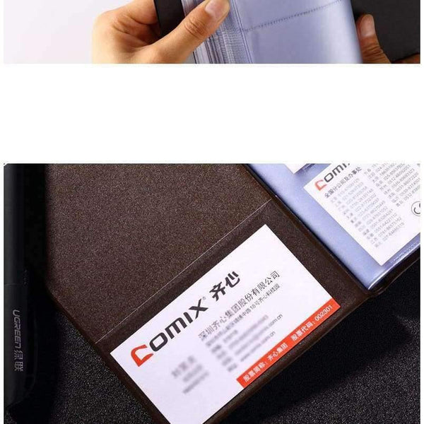 Planet Gates Brown PVC Leather Business Card Holder Journal Name Card Book Office Supplies Brown Black 180 Pieces