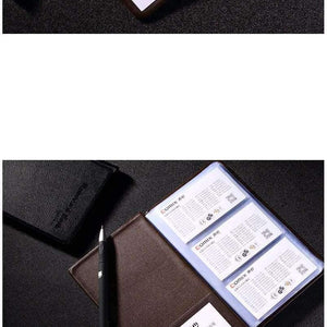 Planet Gates Brown PVC Leather Business Card Holder Journal Name Card Book Office Supplies Brown Black 180 Pieces