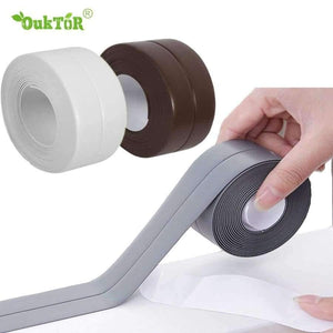 Planet Gates Brown PVC Waterproof Mildew Proof Adhesive Tape Kitchen Sink Tape Joint Crevice Sticker Corner Line Sticking Strip