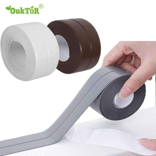 Planet Gates Brown PVC Waterproof Mildew Proof Adhesive Tape Kitchen Sink Tape Joint Crevice Sticker Corner Line Sticking Strip