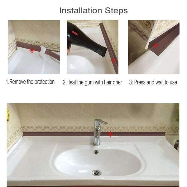 Planet Gates Brown PVC Waterproof Mildew Proof Adhesive Tape Kitchen Sink Tape Joint Crevice Sticker Corner Line Sticking Strip