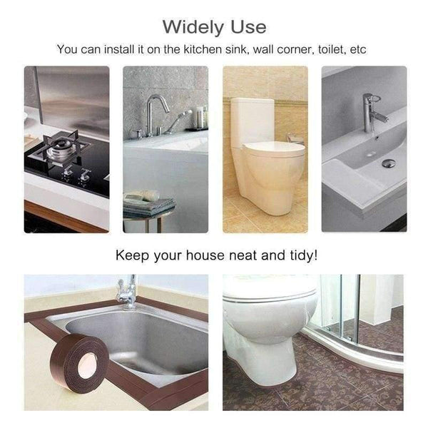 Planet Gates Brown PVC Waterproof Mildew Proof Adhesive Tape Kitchen Sink Tape Joint Crevice Sticker Corner Line Sticking Strip