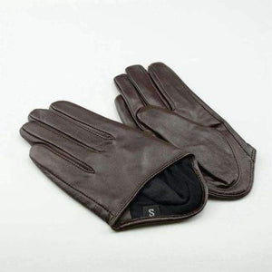 Planet Gates brown / S Fashion New Genuine Leather Adult Women Gloves Wrist Solid Rivet Style Goatskin Glove Short Black Driving Hot Sale Free Shipping