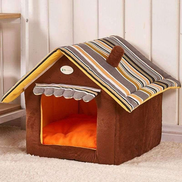 Planet Gates Brown / S Fashion Striped Removable Cover Mat Dog House Dog Beds For Small Medium Dogs Pet Products House Pet Beds for Cat