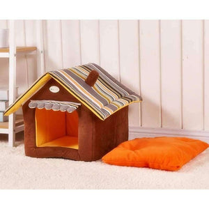 Planet Gates Brown / S Fashion Striped Removable Cover Mat Dog House Dog Beds For Small Medium Dogs Pet Products House Pet Beds for Cat