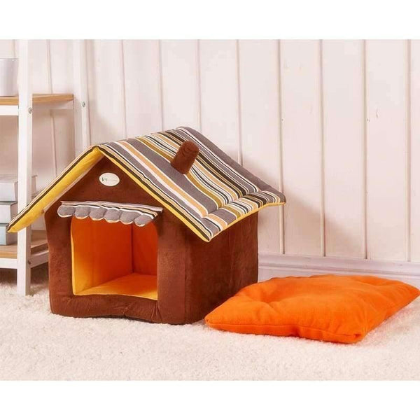 Planet Gates Brown / S Fashion Striped Removable Cover Mat Dog House Dog Beds For Small Medium Dogs Pet Products House Pet Beds for Cat