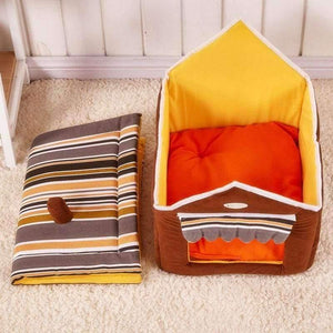 Planet Gates Brown / S Fashion Striped Removable Cover Mat Dog House Dog Beds For Small Medium Dogs Pet Products House Pet Beds for Cat