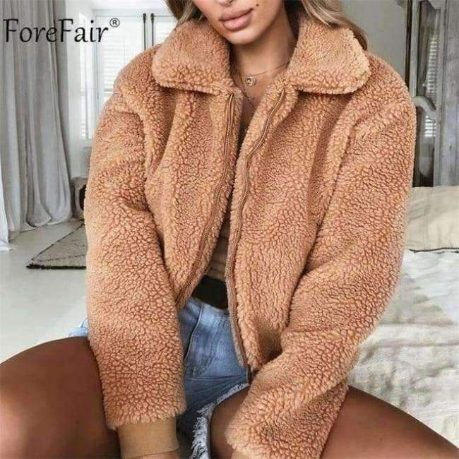 Planet Gates Fleece Jacket Women Autumn Long Sleeve Crop Top Faux Fur Coat Female Casual Bomber Jacket Winter Ladies Coat