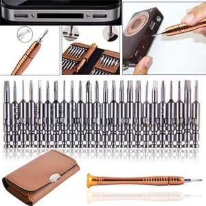 Planet Gates Brown Screwdriver Set 25 in 1 Electronic Torx Screwdriver Opening Repair Tools Kit for iPhone Camera Watch Tablet PC