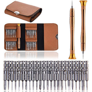 Planet Gates Brown Screwdriver Set 25 in 1 Electronic Torx Screwdriver Opening Repair Tools Kit for iPhone Camera Watch Tablet PC