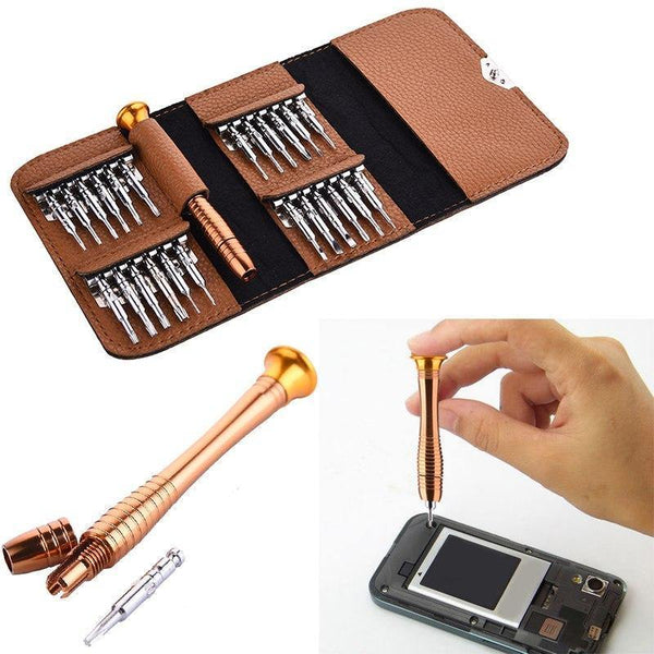 Planet Gates Brown Screwdriver Set 25 in 1 Electronic Torx Screwdriver Opening Repair Tools Kit for iPhone Camera Watch Tablet PC