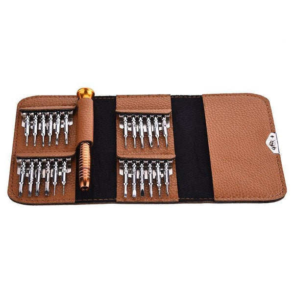 Planet Gates Brown Screwdriver Set 25 in 1 Electronic Torx Screwdriver Opening Repair Tools Kit for iPhone Camera Watch Tablet PC