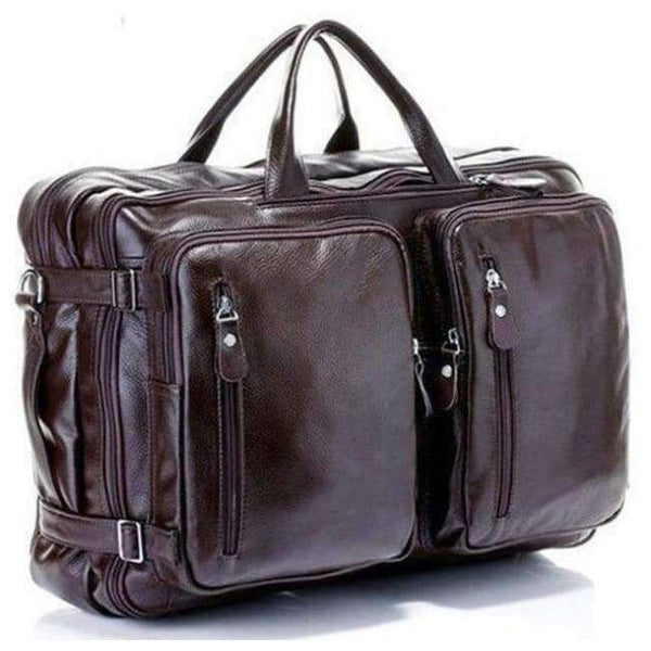 Planet Gates Brown Size XL Fashion Multi-Function Full Grain Genuine Leather Travel Bag Men's Leather Luggage Travel Bag Duffle Bag Large Tote Weekend Bag