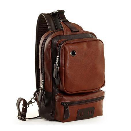 Planet Gates Brown / Standard Size Men's Shoulder Bag Vintage Men Crossbody Bag Men Chest Bags Casual Fashion PU Leather Men Messenger Bag