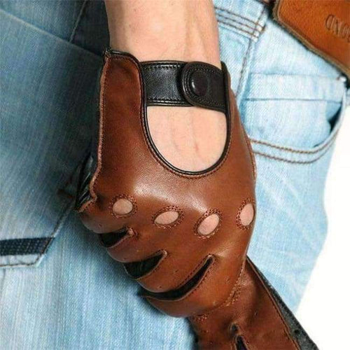 Planet Gates brown tan / S Fashion Winter Lambskin Leisure Men Genuine Leather Gloves Wrist Breathable Solid Sheepskin Driving Glove Free Shipping M023w