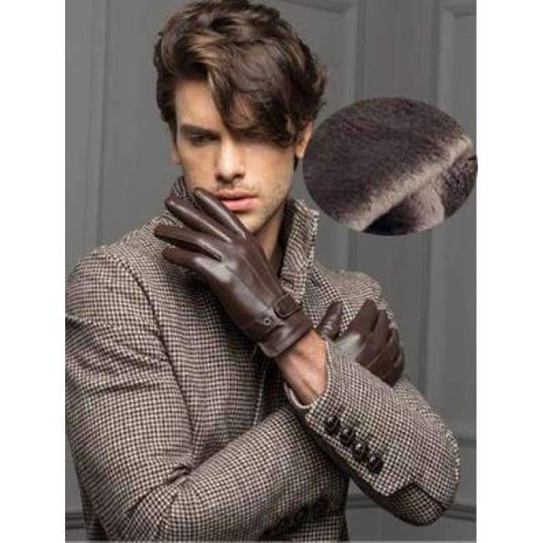 Planet Gates brown thick / S YY 8597 Male 2018 Spring/Winter Real Leather Short Thin/Thick Black/Brown Touched Screen Glove Man Gym Luvas Car Driving Mittens