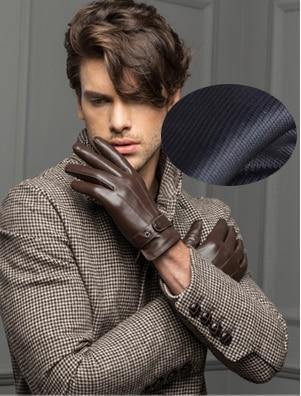 Planet Gates Spring/Winter Real Leather Short Thin/Thick Black/Brown Touched Screen Glove Man Gym Luvas Car Driving Mittens