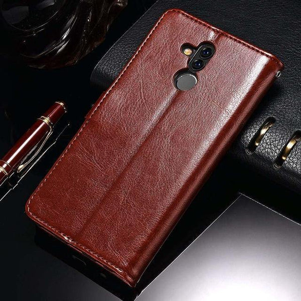 Planet Gates Brown TOMKAS Luruxy Flip Case for Huawei Mate 20 Lite 360 Protect Wallet Phone Back Cover Silicon+Leather Case for Huawei Mate 20 Lite