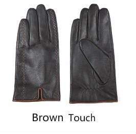 Planet Gates Brown Touch Screen / L Winter Men's Genuine Leather Gloves  New Brand Touch Screen Gloves Fashion Warm Black Gloves Goatskin Mittens GSM012