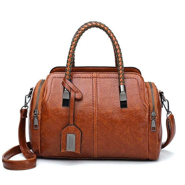 Vintage Boston Oil Wax Leather Luxury Handbags Women Bags Designer Hand bags Women Shoulder