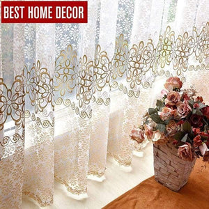Planet Gates brown / W100xL130cm / 1 rings top Floral sheer tulle window curtains for living room the bedroom modern tulle curtains for window curtain fabric blinds drapes