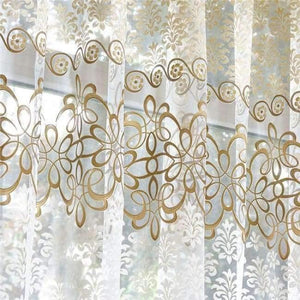 Planet Gates brown / W100xL130cm / 1 rings top Floral sheer tulle window curtains for living room the bedroom modern tulle curtains for window curtain fabric blinds drapes