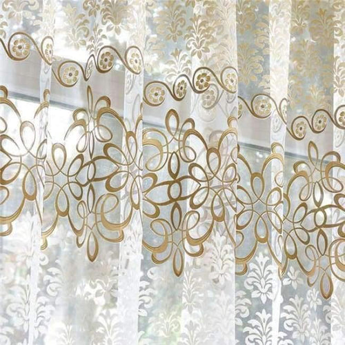 Planet Gates brown / W100xL130cm / 1 rings top Floral sheer tulle window curtains for living room the bedroom modern tulle curtains for window curtain fabric blinds drapes