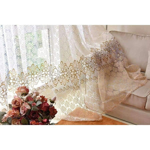 Planet Gates brown / W100xL130cm / 1 rings top Floral sheer tulle window curtains for living room the bedroom modern tulle curtains for window curtain fabric blinds drapes