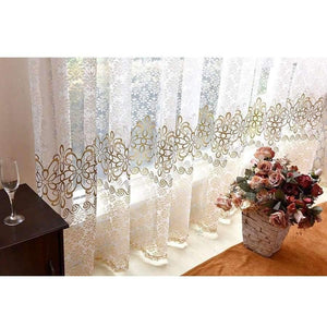 Planet Gates brown / W100xL130cm / 1 rings top Floral sheer tulle window curtains for living room the bedroom modern tulle curtains for window curtain fabric blinds drapes