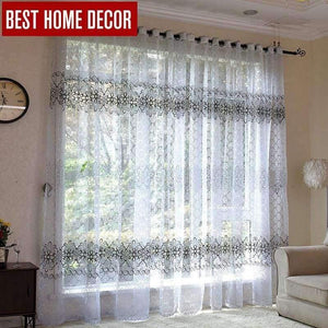 Planet Gates brown / W100xL130cm / 1 rings top Floral sheer tulle window curtains for living room the bedroom modern tulle curtains for window curtain fabric blinds drapes